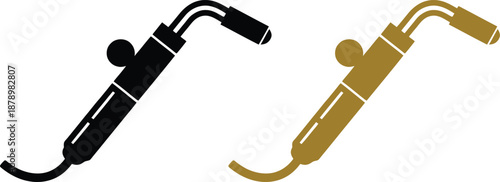 Modern Dental Curing Light Icon Set in Black and Gold Color Isolated on White Background for Medical and Healthcare Design