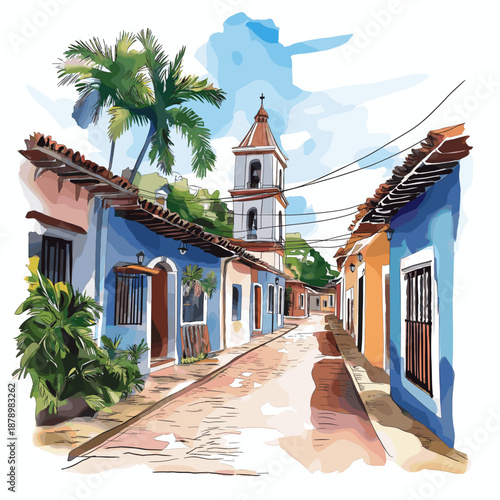 Aregua. Aregua hand drawn watercolor illustration