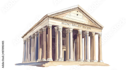 Pantheon. Pantheon watercolor vector illustration