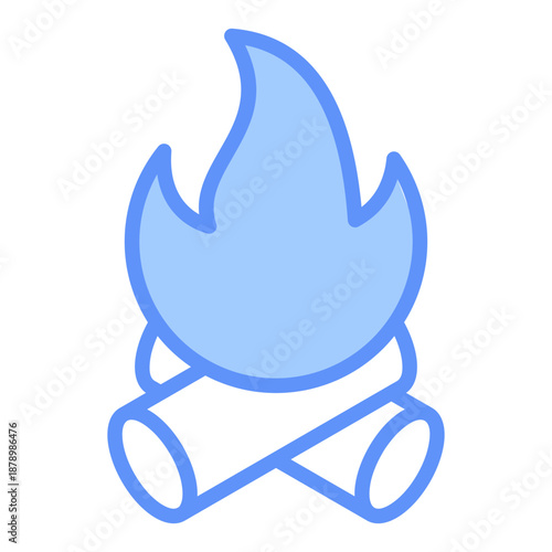 Campfire Outline Blue Color Icon