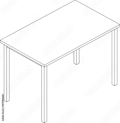 An Empty, Minimalist table standing alone in an eye-level angle shot, featuring a pristine white canvas, perfect for commercial projects.