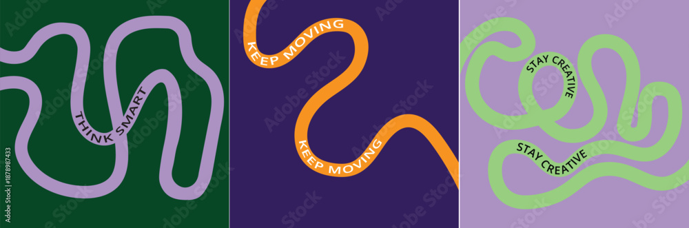 Fototapeta premium Vibrant abstract poster with flowing shapes in warm colors featuring colorful