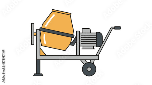 Portable Yellow Cement Mixer with Wheels for Construction Site Use in Bright Studio