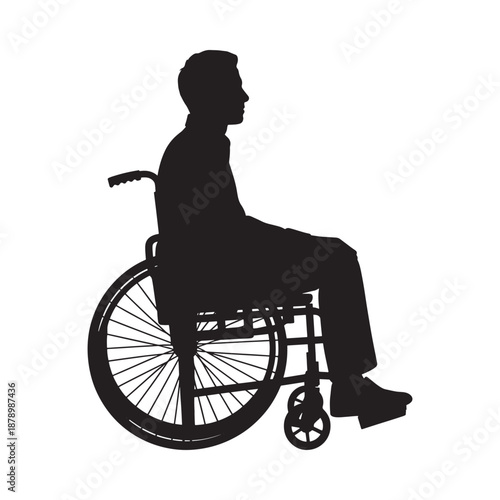 Silhouette of a man in a wheelchair representing mobility and accessibility