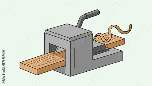 Electric wood planer machine for smoothing timber, in bright studio.