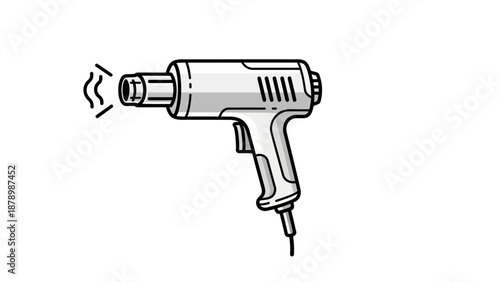 Electric heat gun power tool for heating and stripping, isolated white background.