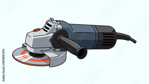 Electric angle grinder power tool for cutting and polishing metal, in bright studio.