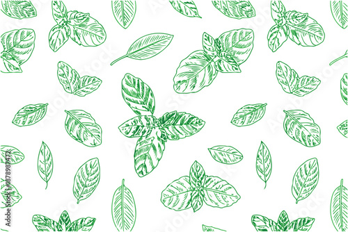 Fresh Mint Leaf Seamless Pattern for Herbal and Organic Designs