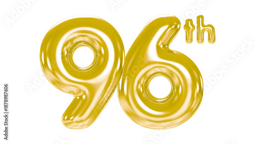Golden 96th Ordinal Number for Celebration or Milestone