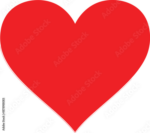 A large red heart symbol on a plain background viewed directly from the front