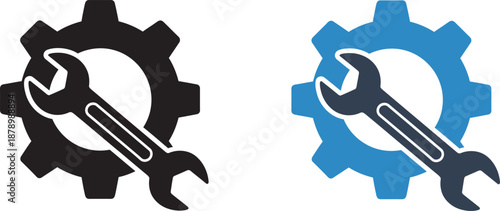 Gear and wrench icons for maintenance and repair services