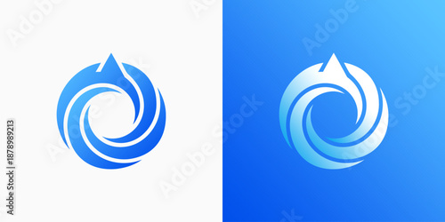 Whirlpool wave shape vector logo design with modern, simple, clean and abstract style. An icon for business, recreation, outdoor activities, and personal branding.