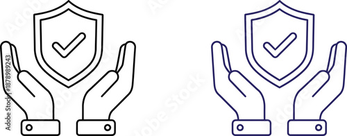 Protective hands shielding a secure checkmark shield for safety and assurance