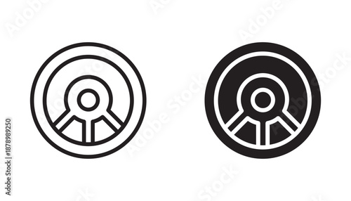 steering wheel icon set vector on white background. driving, wheel, car, control, driving, transportation, driver, automotive, steering wheel symbol.