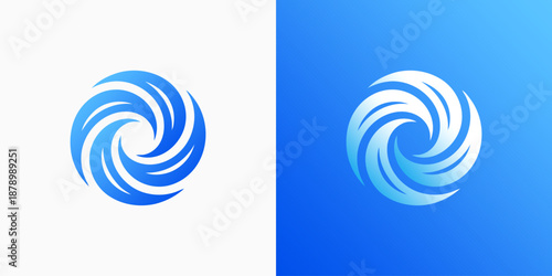 Whirlpool wave shape vector logo design with modern, simple, clean and abstract style. An icon for business, recreation, outdoor activities, and personal branding.