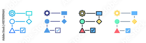 Workflow icon set multiple style collection