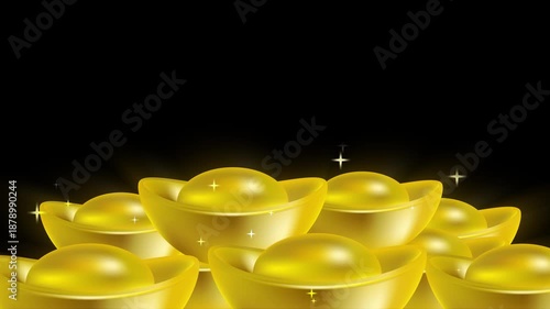 Motion graphic of  traditional chinese yuanbao symbol commonly used for Lunar New Year and prosperity themed designs.