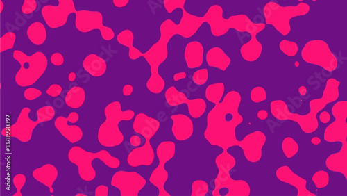 Vibrant pink splatters on purple background create abstract artwork