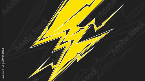 A vibrant yellow lightning illustration strikes against a dark mysterious background work environment.