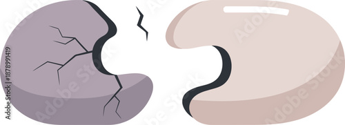 Broken heart silhouette vector illustration