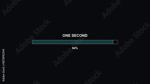 Progress bar display with hexagon grid animation showing completion status in a digital format