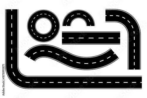 Vector Road Elements Construction Kit  Map Creator Set