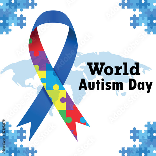 World Autism awareness day banner. Symbol of autism. Design template for background, Vector 