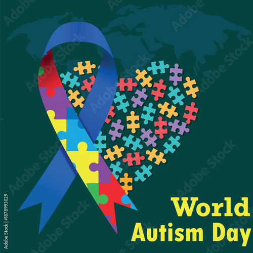 World Autism awareness day banner. Symbol of autism. Design template for background, Vector 