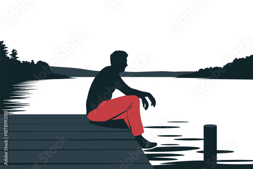 Contemplation by the Water's Edge, mental wellness concept