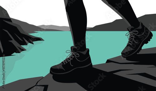 Trekking Along the Water's Edge, outdoor exploration concept