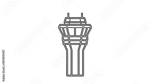 Simple line drawing of an air traffic control tower.
