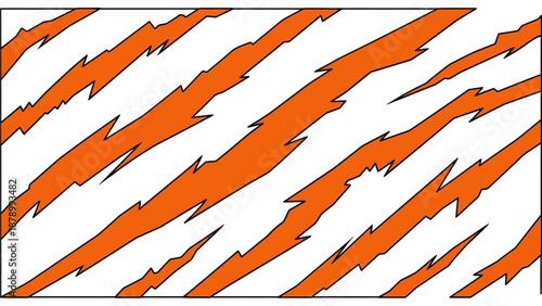 Vibrant orange streaks move diagonally across a white surface in a dynamic art piece background work.