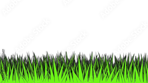 Green grass line grows naturally outdoors in landscape environment closely
