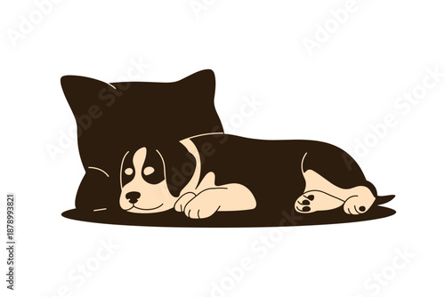 Sleeping Puppy on a Pillow, cute pet concept