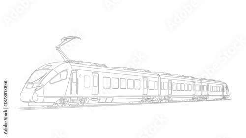 Modern electric train with sleek design and multiple carriages.