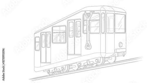 Simple line drawing of a train on railway tracks.