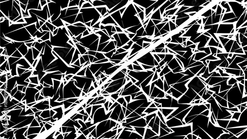 Abstract cracked background with white lines on black surface