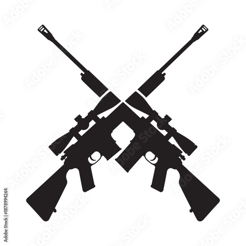 Crossed rifles illustration a black and white depiction of firearms