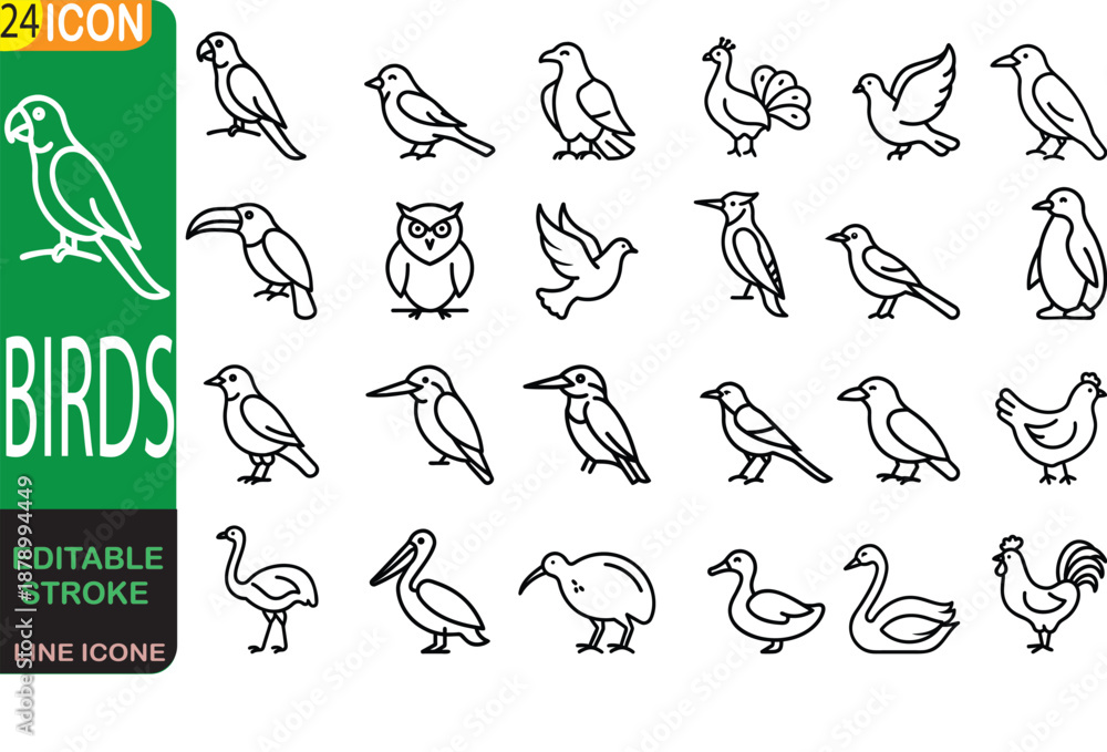 Fototapeta premium Adobe Illustrator Artwork. Minimalist bird line art collection. Vector isolated Illustration perfect for logo design, art projects, and graphic design.