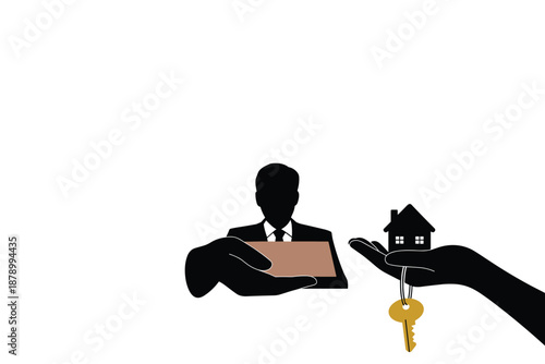 Real Estate Transaction Handing Over House Keys and Documents, property investment concept