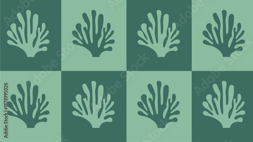 Green coral pattern background work on a digital illustration