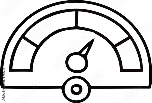 Simple gauge meter icon on transparent background