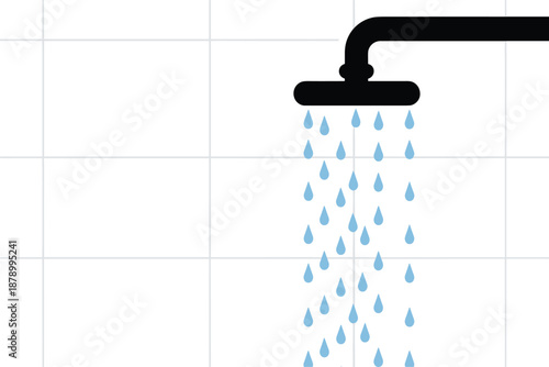Shower Head with Falling Water Droplets, water efficiency concept