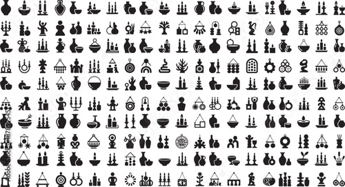Collection of various ancient Indian spiritual and yoga icons and symbols