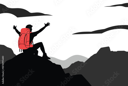 Achieving the Summit A Hiker's Triumph, personal achievement concept