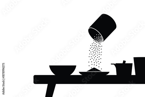 Pouring Granular Ingredient into a Bowl, cooking preparation concept