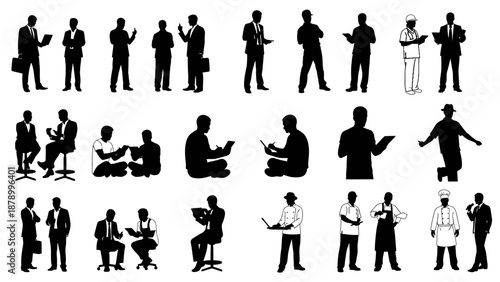 Collection of diverse business professionals in various poses