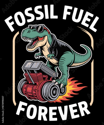 Fossil Fuel Forever T-Rex V8 Engine Anti EV Car Guys Humor
