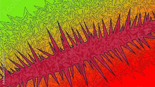 Vibrant background work (157).ai illustration features sharp, spiky patterns in shades of rainbow colors.