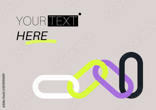 Vibrant chain links connect in a fun layout, showcasing a blend of bold colors, The arrangement adds an energetic touch to a dynamic space, perfect for inspiration and creativity.